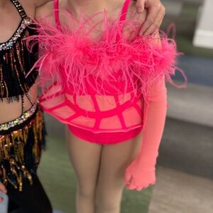 Weissman fluorescent pink feather jazz costume